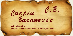 Cvetin Bacanović vizit kartica